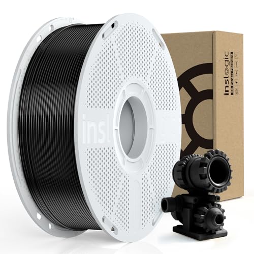 Inslogic PA6-CF 3D Filament 1.75mm, Heat Deflection Temperature up to 209°C, Made of 80% PA Nylon and 20% Carbon Fibers, Stiff & Strong & Heat Resistant, 0.25kg Refill. (Black) von Inslogic