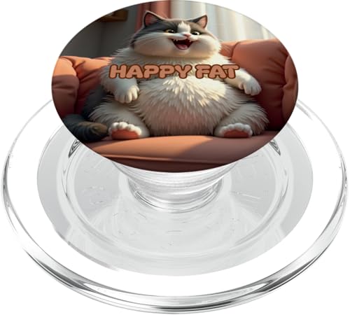 Happy Fat Cat Lustiges molliges Kätzchen-Kunstwerk PopSockets PopGrip für MagSafe von Inspired Prints
