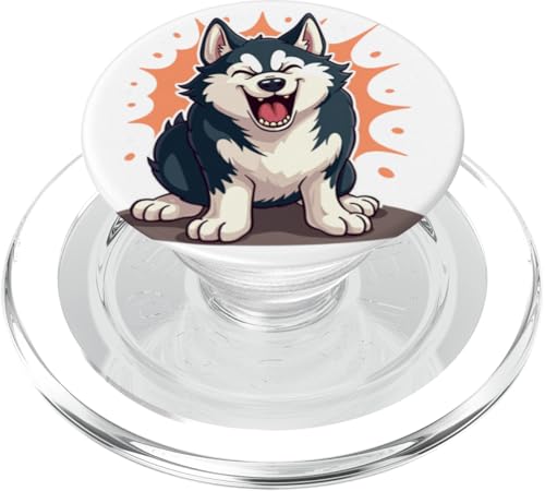 Lustiges Hunde-Liebhaber-Design mit lächelndem Husky PopSockets PopGrip für MagSafe von Inspired Prints