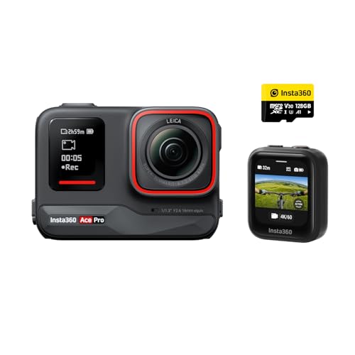 Insta360 Ace Pro GPS-Kit - wasserdichte Action-Kamera, zusammen mit Leica entwickelt, 1/1,3"-Sensor und KI-Rauschunterdrückung für Beste Bildqualität, 4K120fps, 2,4"-Klappbildschirm & KI-Funktionen von Insta360