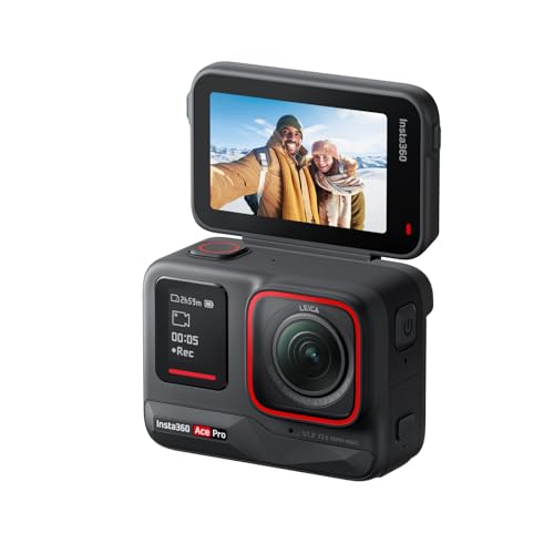 Insta360 Ace Pro - wasserdichte Action-Kamera, zusammen mit Leica entwickelt, 1/1,3"-Sensor und KI-Rauschunterdrückung für Beste Bildqualität, 4K120fps, 2,4"-Klappbildschirm & modernste KI-Funktionen von Insta360