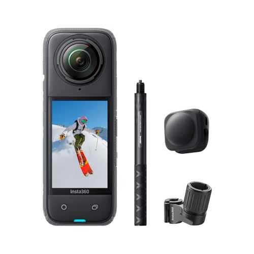 Insta360 X4 Ski-Bundle – wasserdichte 8K 360°-Action-Cam, 4K Weitwinkelvideos, Unsichtbarer Selfie-Stick Effekt, 135 min Akkulaufzeit, KI-Bearbeitung, Stabilisierung, Ohne microSD Karte von Insta360