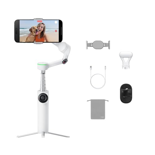 Insta360 Flow 2 Pro Vlog Bundle Weiß - Faltbarer AI Phone Gimbal, Tracking in 200+ Apps mit Apple DockKit, 360º-Pan-Tracking, integr. Stativ/Selfie-Stick, Fernbedienung, Spotlight/Rucksackhalterung Insta360 Flow 2 Pro Vlog Bundle Weiß - Faltbarer AI Phone Gimbal, Tracking in 200+ Apps mit Apple DockKit, 360º-Pan-Tracking, integr. Stativ/Selfie-Stick, Fernbedienung, Spotlight/Rucksackhalterung von Insta360