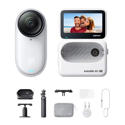 Insta360 GO 3S Komplett-Bundle - Tragbare 4K Mini-Kamera, Freihand-POVs, Überall anbringbar, Stabilisierung, 140 min Akku, 10 m wasserdicht, KI-Bearbeitung, für Vlogs, Reisen, Outdoor, Haustier-POVs Insta360 GO 3S Komplett-Bundle - Tragbare 4K Mini-Kamera, Freihand-POVs, Überall anbringbar, Stabilisierung, 140 min Akku, 10 m wasserdicht, KI-Bearbeitung, für Vlogs, Reisen, Outdoor, Haustier-POVs von Insta360