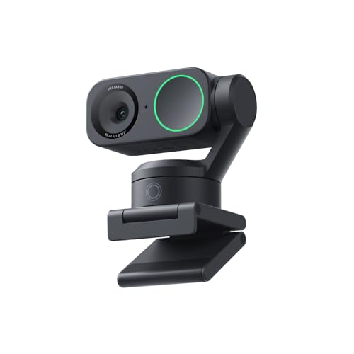 Insta360 Link 2 PTZ Dual Axis Gimbal AI-Powered 4K Webcam mit 1/2 Zoll Sensor für erhöhte Details, Pro Audio, Gestensteuerung, HDR, AI-Tracking, Deskview und Streamer-Modus - Integrierter Datenschutz von Insta360