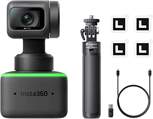 Insta360 Link Stativ-Kit PTZ 4K Webcam mit 1/2"-Sensor, KI-Tracking, Gestensteuerung, HDR, Mikrofonen mit Rauschunterdrückung, Spezialmodi, Webcam für Laptop, Videokamera für Videokonferenzen von Insta360