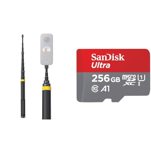 Insta360 Selfie-Stick für X3 & SanDisk Ultra Android microSDXC UHS-I Speicherkarte 256 GB + Adapter (Für Smartphones und Tablets, A1, Class 10, U1, Full HD-Videos, bis zu 150 MB/s Lesegeschwindigkeit) von Insta360