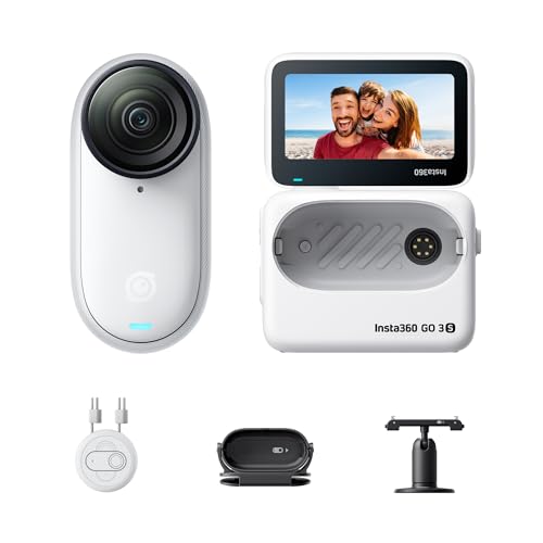 Insta360 GO 3S 64 GB - Tragbare 4K Mini-Kamera, Freihand-POVs, Überall anbringbar, Stabilisierung, 140 min Akku, 10 m wasserdicht, KI-Bearbeitung, Apple Find My, für Vlogs, Reisen, Outdoor von Insta360