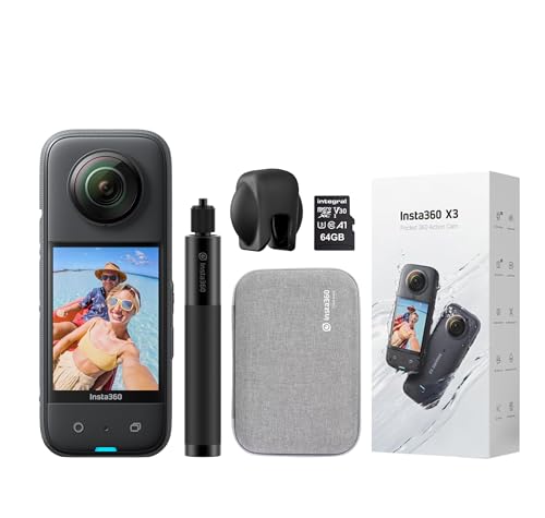 Insta360 X3 360-Grad-Action-Kamera, professionelles Set inkl. unsichtbarem Selfie-Stick + Tragetasche X-Serie, Objektivdeckel + 64 GB Insta360 X3 360-Grad-Action-Kamera, professionelles Set inkl. unsichtbarem Selfie-Stick + Tragetasche X-Serie, Objektivdeckel + 64 GB von Insta360