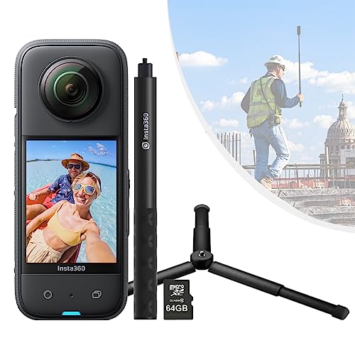 Insta360 X3 360 Grad Action Kamera Survey Kit inkl. unsichtbarer Selfie-Stick + Stativ + 64 GB von Insta360