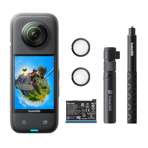 Insta360 X3 Creator-Kit - wasserdichte 360°-Actionkamera mit 1/2"-Sensor, 5,7K 360°, 72MP 360°-Fotos, Stabilisierung, 2,29"-Touchscreen, Vibrationsfeedback, KI-Bearbeitung, Live-Streaming von Insta360