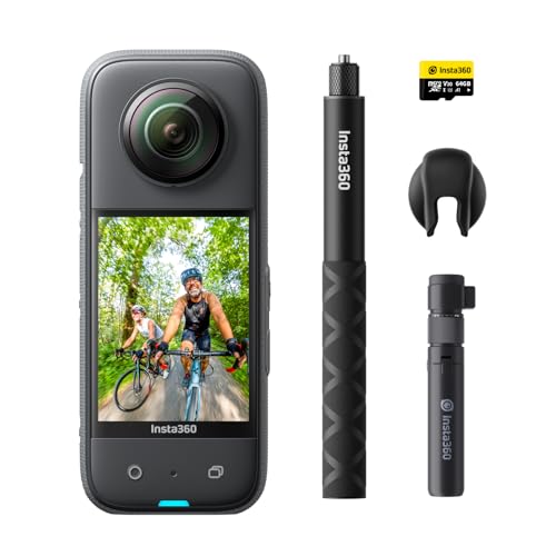 Insta360 X3 Creator-Set: wasserdichte 360 Action Kamera mit 1,27 cm (1/2 Zoll) 48 MP-Sensoren, 5,7 K 360 Active HDR Video, 72 MP 360 Foto, 60 fps Me Modus, 5,8 cm (2,3 Zoll)-Touchscreen und mehr von Insta360