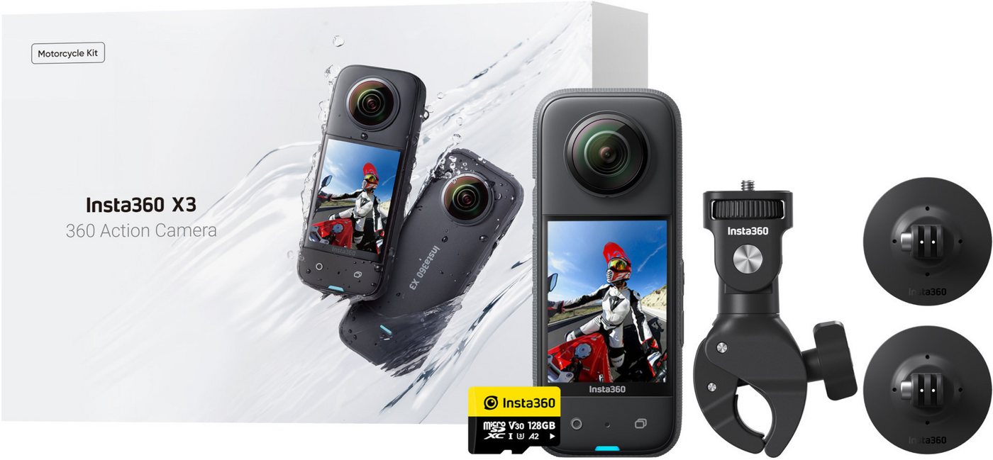 Insta360 X3 Motorrad-Kit Outdoor-Kamera (inkl. wasserdicht, Wasserdicht Bluetooth) von Insta360