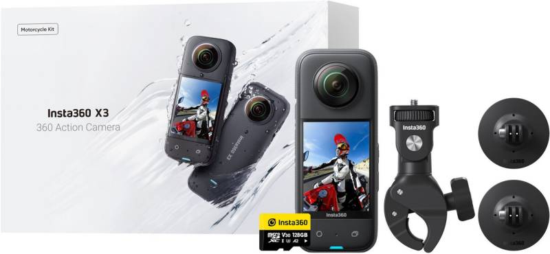 Insta360 X3 Motorrad-Kit Outdoor-Kamera (inkl. wasserdicht, Wasserdicht Bluetooth) von Insta360