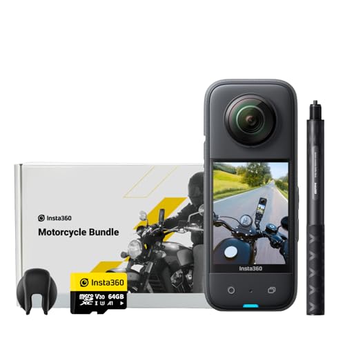 Insta360 X3 Motorrad-Kit - wasserdichte 360°-Actionkamera mit 1/2"-Sensor, 5,7K 360°, 72MP 360°-Fotos, Stabilisierung, 2,29"-Touchscreen, Vibrationsfeedback, KI-Bearbeitung, Live-Streaming von Insta360