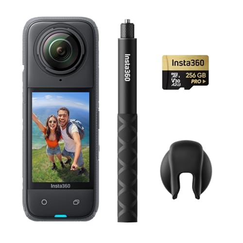 Insta360 X4 Auf Geht's-Kit – wasserdichte 8K 360°-Action-Cam, 4K Weitwinkelvideos, Unsichtbarer Selfie-Stick, Abnehmbarer Linsenschutz, 135 min Akkulaufzeit, KI-Bearbeitung, Stabilisierung von Insta360