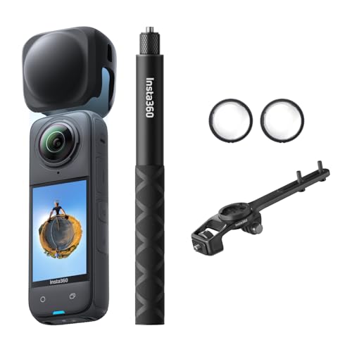Insta360 X4 Rennrad-Bundle (Integriert) - wasserdichte 8K 360°-Action-Cam, 4K Weitwinkelvideos, Unsichtbarer Selfie-Stick Effekt, Abnehmbarer Linsenschutz, 135 min Akkulaufzeit, KI-Bearbeitung von Insta360