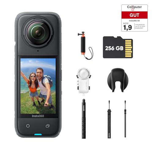 Insta360 X4 Unsichtbares Tauch-Bundle – wasserdichte 8K 360°-Action-Cam, 4K Weitwinkelvideos, Unsichtbarer Selfie-Stick, Abnehmbarer Linsenschutz, 135 min Akkulaufzeit, KI-Bearbeitung, Stabilisierung von Insta360