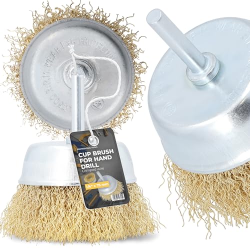 Drahtbürste 1/4'' 75 mm Topfbürste Drahtradbecher Kegelbürste Akkuschrauber Bohrmaschine Bürste Rundbürste Gezopft Stahl Zopfbürst Stahlbürste von Instalguru