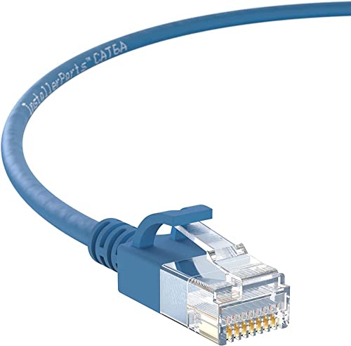 InstallerParts Ethernet-Kabel, CAT6A, schlankes Kabel, UTP, gebootet, 3 m (10 Stück) – Blau – Professional Series – 10 Gigabit/Sec Netzwerk/Hochgeschwindigkeits-Internetkabel, 550 MHz, 28 AWG von InstallerParts