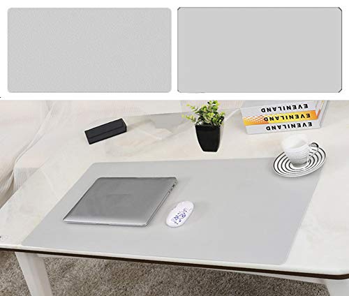 Insun Mauspad Groß aus PU Leder Doppelseitige Einfarbige Schreibtischunterlage Wasserdichte Tischunterlage Zweiseitig Nutzbar Anti Rutsch Matte für Büro und Zuhause Hellgrau 100x40cm von Insun