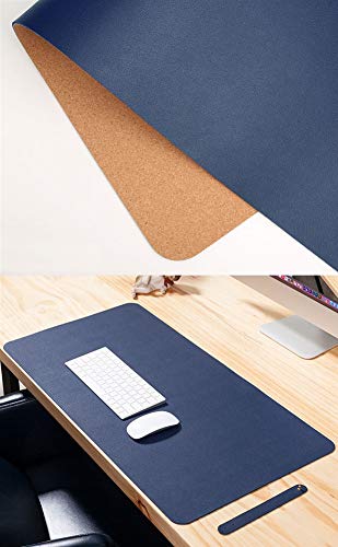 Insun Mauspad aus PU Leder Cork Doppelseitige Material Schreibtischunterlage Tischunterlage Zweiseitig Nutzbar Anti Rutsch Matte für Büro und Zuhause Navy Blau 120x60cm von Insun