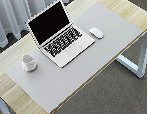 Insun Multifunktionales Office Mauspad Ultradünnes Matte Zweiseitig Nutzbar Wasserdichte Schreibtischunterlage aus PU Leder für Büro und Zuhause Hellgrau 140x45cm von Insun