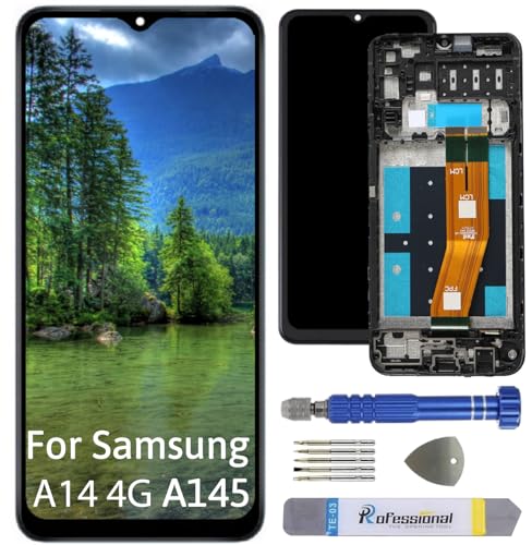 Int'x Display für Samsung A14 4G A145 LCD Bildschirm Ersatz Touchscreen mit Werkzeug Schwarz mit Rahmen Hohe Qualität von Int'x