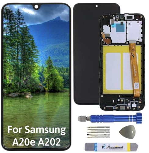 Int'x Display für Samsung A20E A202 LCD Bildschirm Ersatz Touchscreen mit Werkzeug Schwarz mit Rahmen Hohe Qualität von Int'x