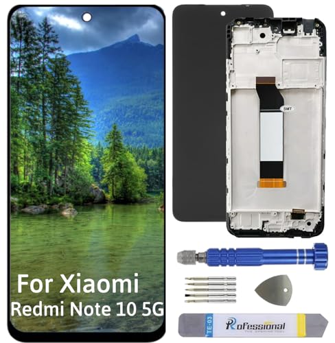 Int'x Display für Xiaomi Redmi Note 10 5G 22041219G LCD Bildschirm Ersatz Touchscreen mit Werkzeug Schwarz mit Rahmen Hohe Qualität von Int'x