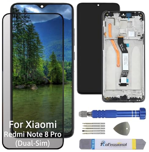 Int'x Display für Xiaomi Redmi Note 8 Pro (Dual-SIM) LCD Bildschirm Ersatz Touchscreen mit Werkzeug Schwarz mit Rahmen Hohe Qualität von Int'x