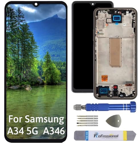 Int'x Full INCELL Display für Samsung A34 5G A346 LCD Bildschirm Ersatz Touchscreen mit Werkzeug Schwarz mit Rahmen Hohe Qualität von Int'x