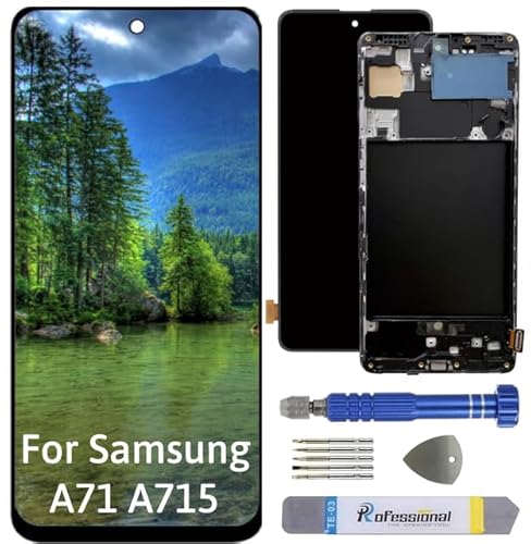 Int'x Display INCELL für Samsung A71 - Ersatzbildschirm für LCD/OLED mit Rahmen - Touchscreen mit Reparaturwerkzeug-Kits - Ersetzt einen defekten Bildschirm - Schwarz von Int'x