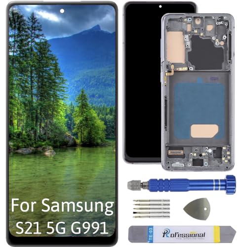 Int'x Full INCELL Display für Samsung S21 5G G991 LCD Bildschirm Ersatz Touchscreen mit Werkzeug Grau mit Rahmen Hohe Qualität von Int'x