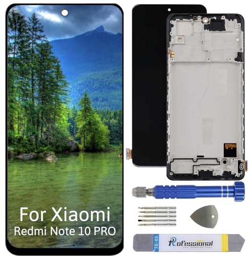 Int'x Full INCELL Display für Xiaomi Redmi Note 10 Pro M2101K6G LCD Bildschirm Ersatz Touchscreen mit Werkzeug Schwarz mit Rahmen Hohe Qualität von Int'x