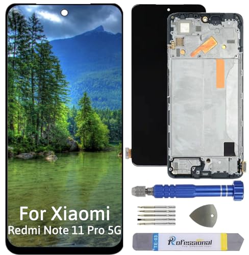 Int'x Full INCELL Display für Xiaomi Redmi Note 11 Pro 5G 2201116TG LCD Bildschirm Ersatz Touchscreen mit Werkzeug Schwarz mit Rahmen Hohe Qualität von Int'x