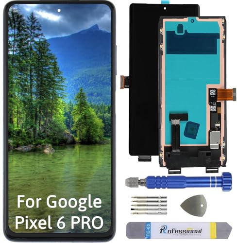 Int'x Full OLED Display für Google Pixel 6 Pro G8VOU (Fingerprint) LCD Bildschirm Ersatz Touchscreen mit Werkzeug Schwarz mit Rahmen Hohe Qualität von Int'x