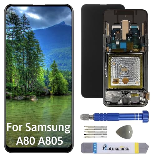 Int'x AMOLED Display für Samsung A80 A805 (Fingerprint) Full LCD Bildschirm Ersatz Touchscreen mit Werkzeug Schwarz mit Rahmen Hohe Qualität von Int'x