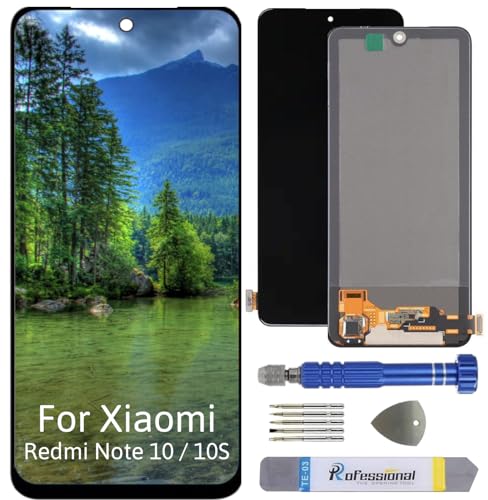 Int'x Full OLED Display für Xiaomi Redmi Note 10 / 10S 4G M2101K7AI (Fingerprint) LCD Bildschirm Ersatz Touchscreen mit Werkzeug Schwarz Hohe Qualität von Int'x