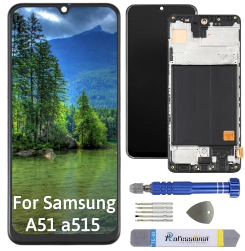 Int'x OLED Display für Samsung A51 A515 (Fingerprint) LCD Bildschirm Ersatz Touchscreen mit Werkzeug Schwarz mit Rahmen Hohe Qualität von Int'x