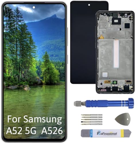 Int'x OLED Display für Samsung A52 5G A526 (Fingerprint) LCD Bildschirm Ersatz Touchscreen mit Werkzeug Schwarz mit Rahmen Hohe Qualität von Int'x