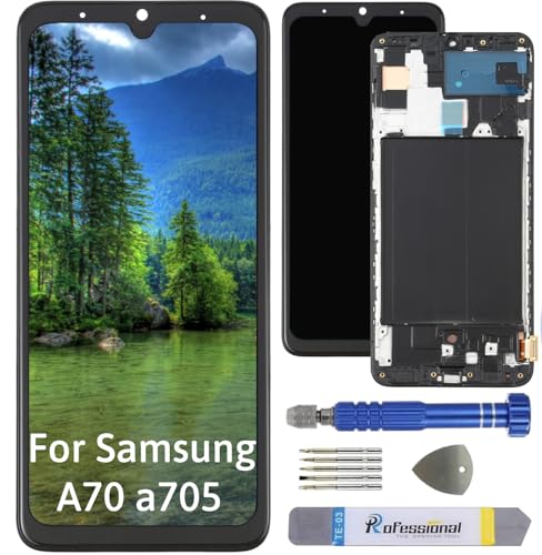 Int'x OLED Display für Samsung A70 A705 (Fingerprint) LCD Bildschirm Ersatz Touchscreen mit Werkzeug Schwarz mit Rahmen Hohe Qualität von Int'x