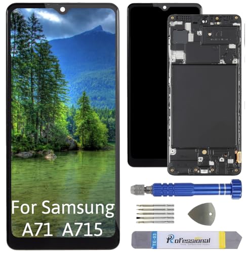 Int'x OLED Display für Samsung A71 A715 (Fingerprint) LCD Bildschirm Ersatz Touchscreen mit Werkzeug Schwarz mit Rahmen Hohe Qualität von Int'x