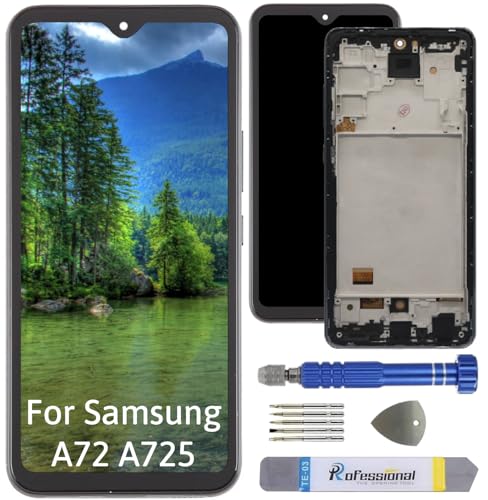 Int'x OLED Display für Samsung A72 A725 (Fingerprint) LCD Bildschirm Ersatz Touchscreen mit Werkzeug Schwarz mit Rahmen Hohe Qualität von Int'x