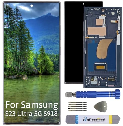 Int'x OLED Display für Samsung S23 Ultra 5G S918 (Fingerprint) LCD Bildschirm Ersatz Touchscreen mit Werkzeug Schwarz mit Rahmen Hohe Qualität von Int'x