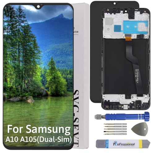 Int'x ORIGINAL Display für Samsung A10 A105 (Dual-SIM) LCD Bildschirm Ersatz Touchscreen mit Werkzeug Schwarz mit Rahmen Hohe Qualität von Int'x