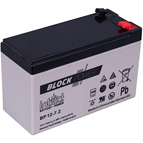 intAct AGM Batterie 12V 7,2 Ah, BP12-7.2, Wartungsfreie VRLA AGM Batterie, Anwendung als Versorgungs- oder Antriebsbatterie, Abmessungen: 151x65x98 mm von Intact