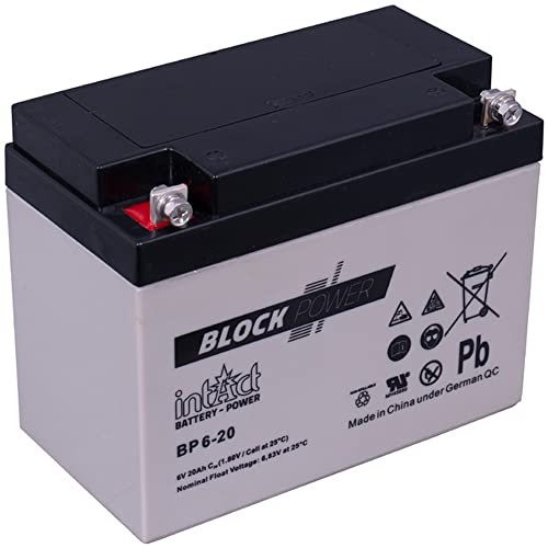 intAct AGM Batterie 6V 20 Ah, BP6-20, Wartungsfreie VRLA AGM Batterie, Anwendung als Versorgungs- oder Antriebsbatterie, Abmessungen: 157x83x125 mm von Intact