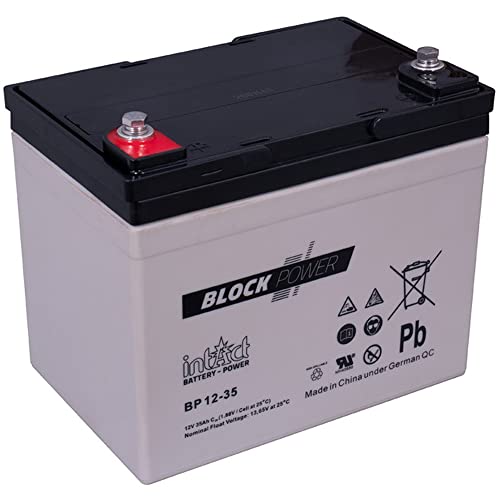 intAct Block-Power BP12-35, 12V 35 Ah, Hochwertige und zuverlässige Versorgungsbatterie, Wartungsfreie AGM-Batterie von Intact