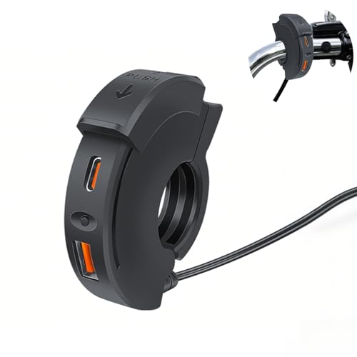 Intckwan 48W Motorrad-USB-Ladegerät, 2-Port (QC3.0 18W + PD3.0 30W) mit Schalter, IP65, 12-24V USB-C-Steckdose – Schnellladung für Reise & Abenteuer/Alltag/Outdoor – Kompatibel mit Handy/GPS/Kamera von Intckwan
